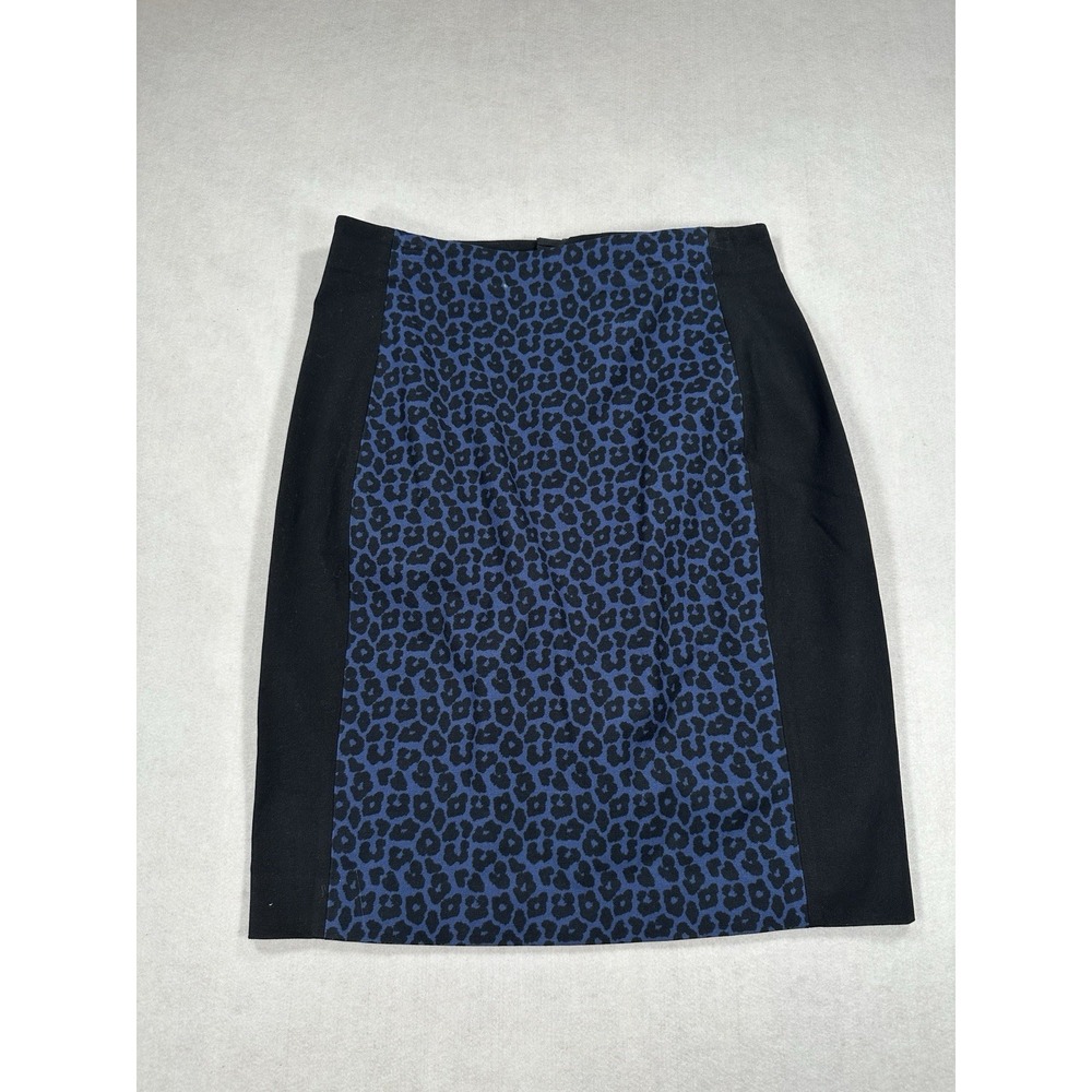 Banana Republic Womens Sz 10 Black And Blue Cheetah Pencil Skirt Roland Mouret